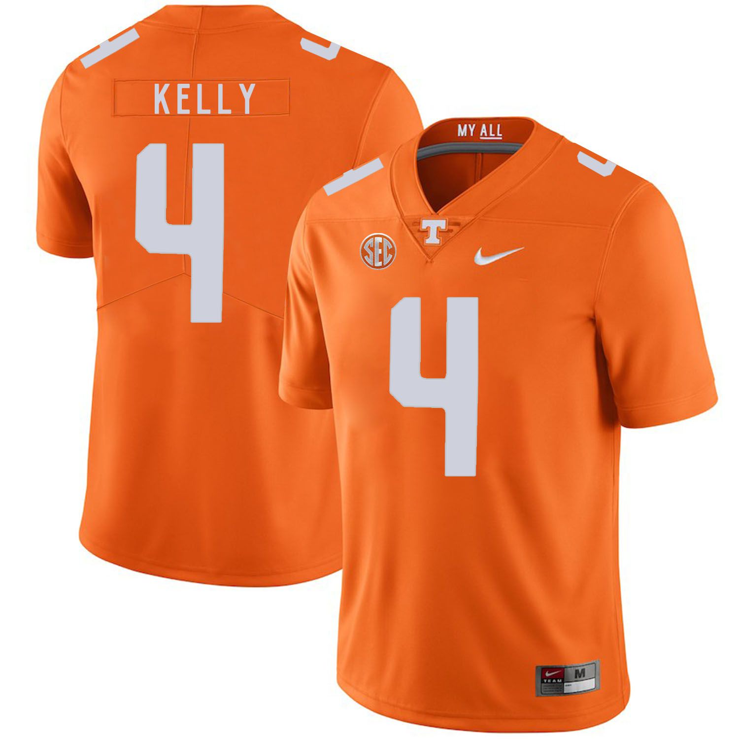 Men Tennessee Volunteers #4 Kelly Orange Customized NCAA Jerseys->customized ncaa jersey->Custom Jersey